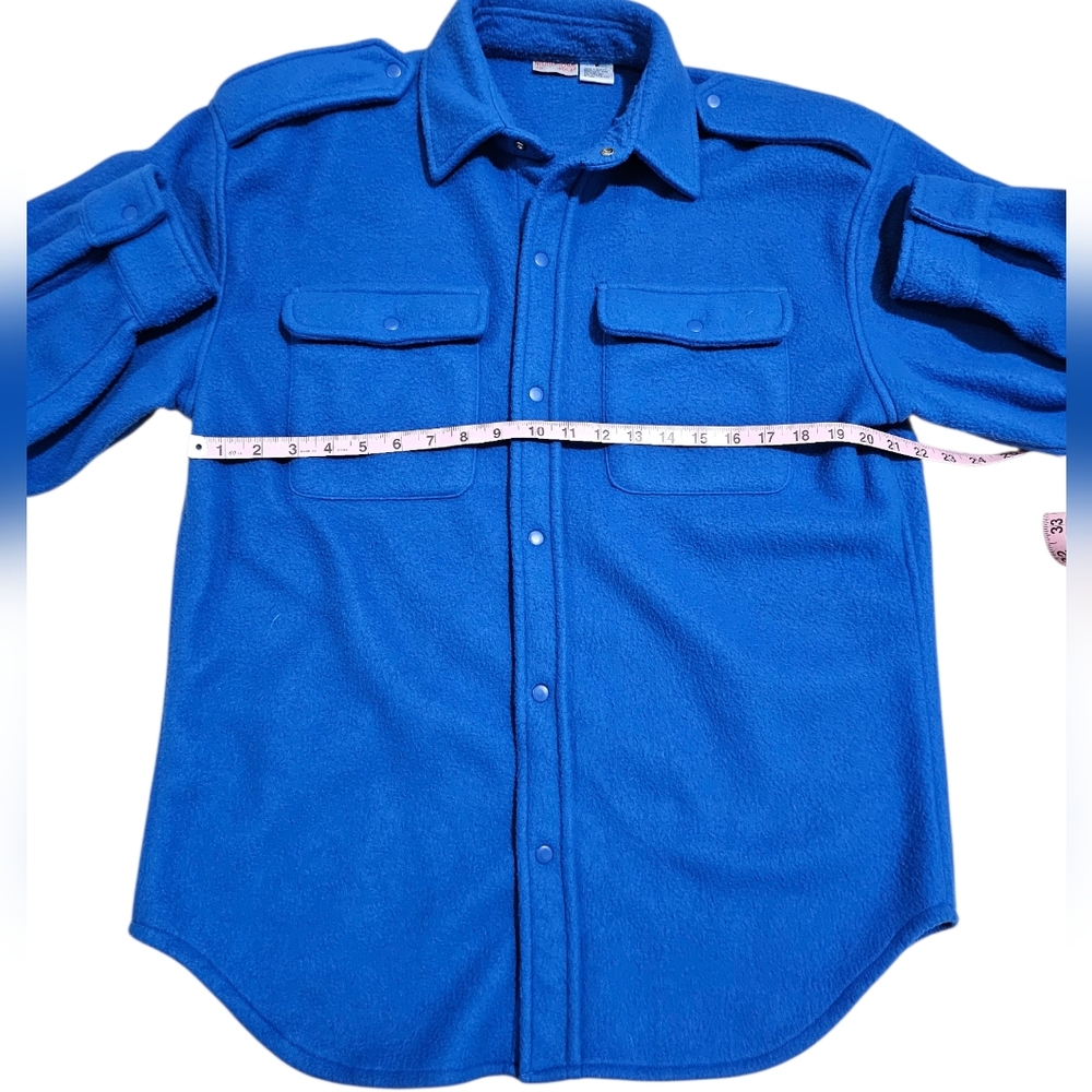Vintage 80s International Male Men M Blue Fleece Snap Shirt Jacket Outdoor HTF - Picture 5 of 6